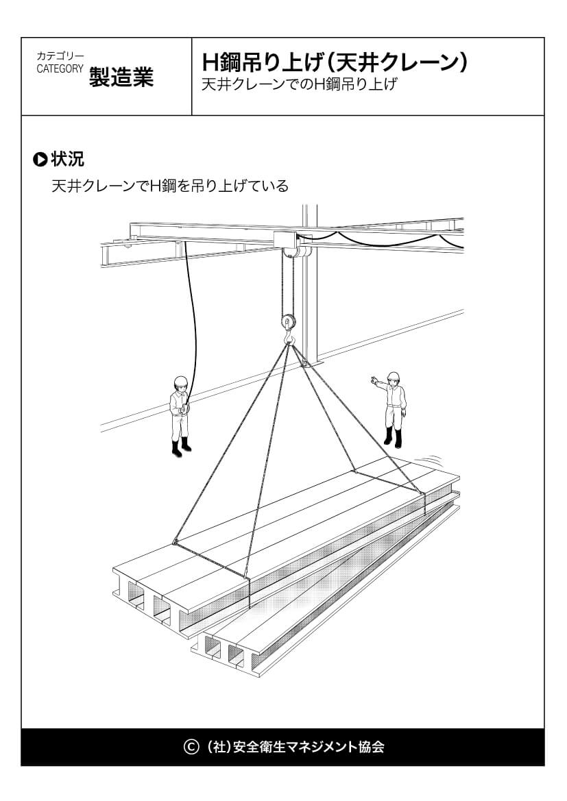 H鋼吊り上げ 天井クレーン 製造業 危険予知訓練 Kyt 無料イラストシート集 一社 安全衛生マネジメント協会